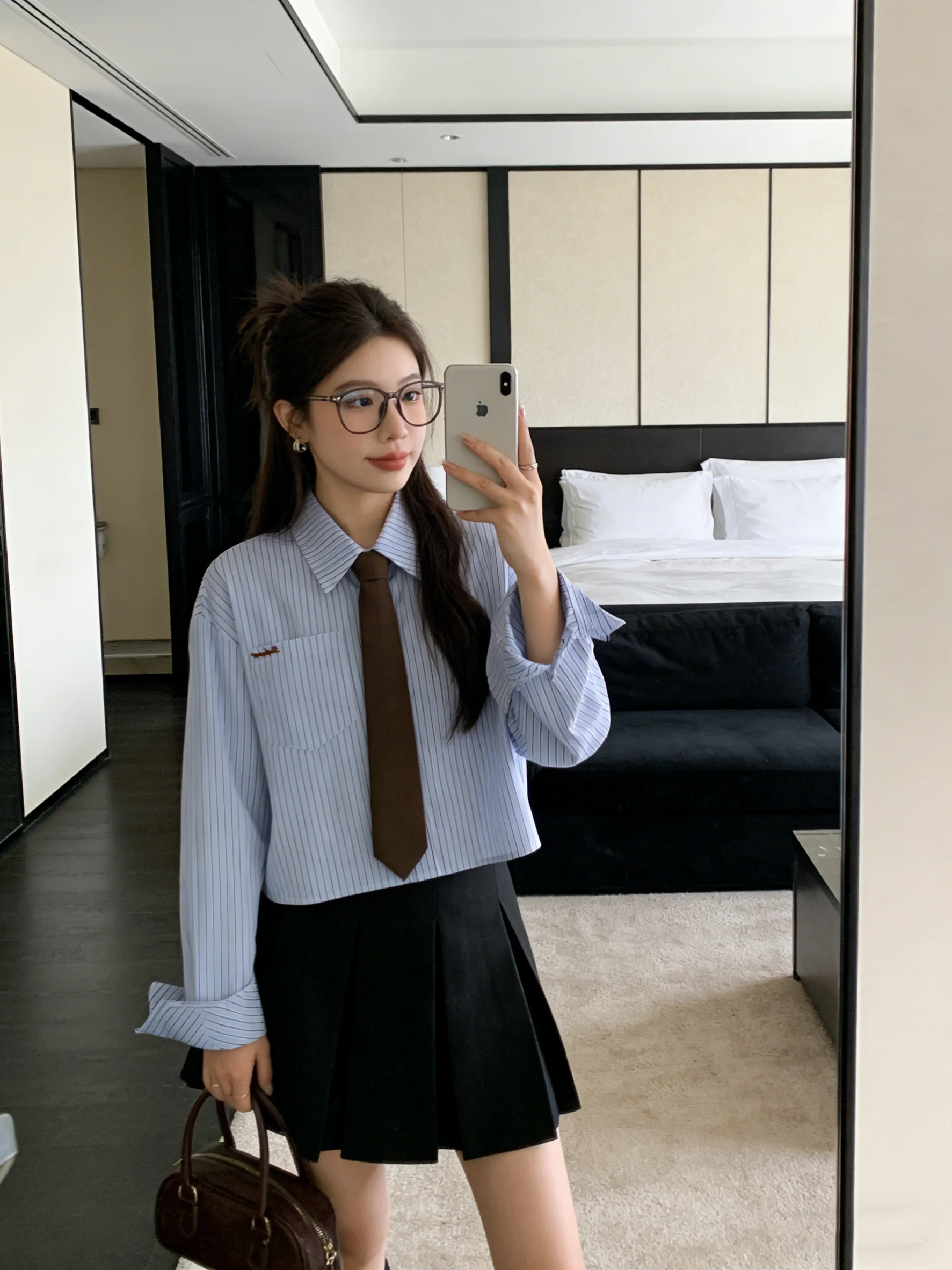 

Loose Fit Korean Style Striped Shirt Long Sleeve Turn-down Collar Open Cardigan Blue Top Spring New Skin-friendly Breathable ...