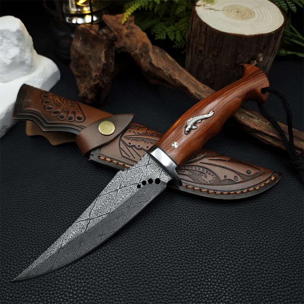 

Тактический охотничий нож, острый 7cr13mov, лезвие, ручки из красного сандалового дерева, кемпинг, EDC, ножи для выживания, боевые ножи для уличной дикой природы