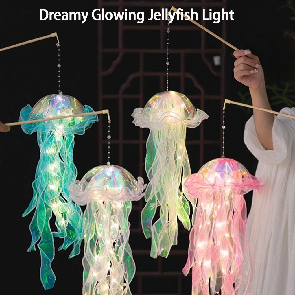 5PCS/SET Jellyfish Lamp Portable Lantern Kids Children Bedroom Hanging Night Light Under The Sea Colorful Ocean Party Home Decor