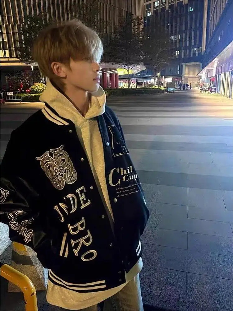 

Бейсбольная куртка свободного кроя с американской вышивкой для мужчин и женщин, новая весенняя модель, модная верхняя одежда в стиле High Street
