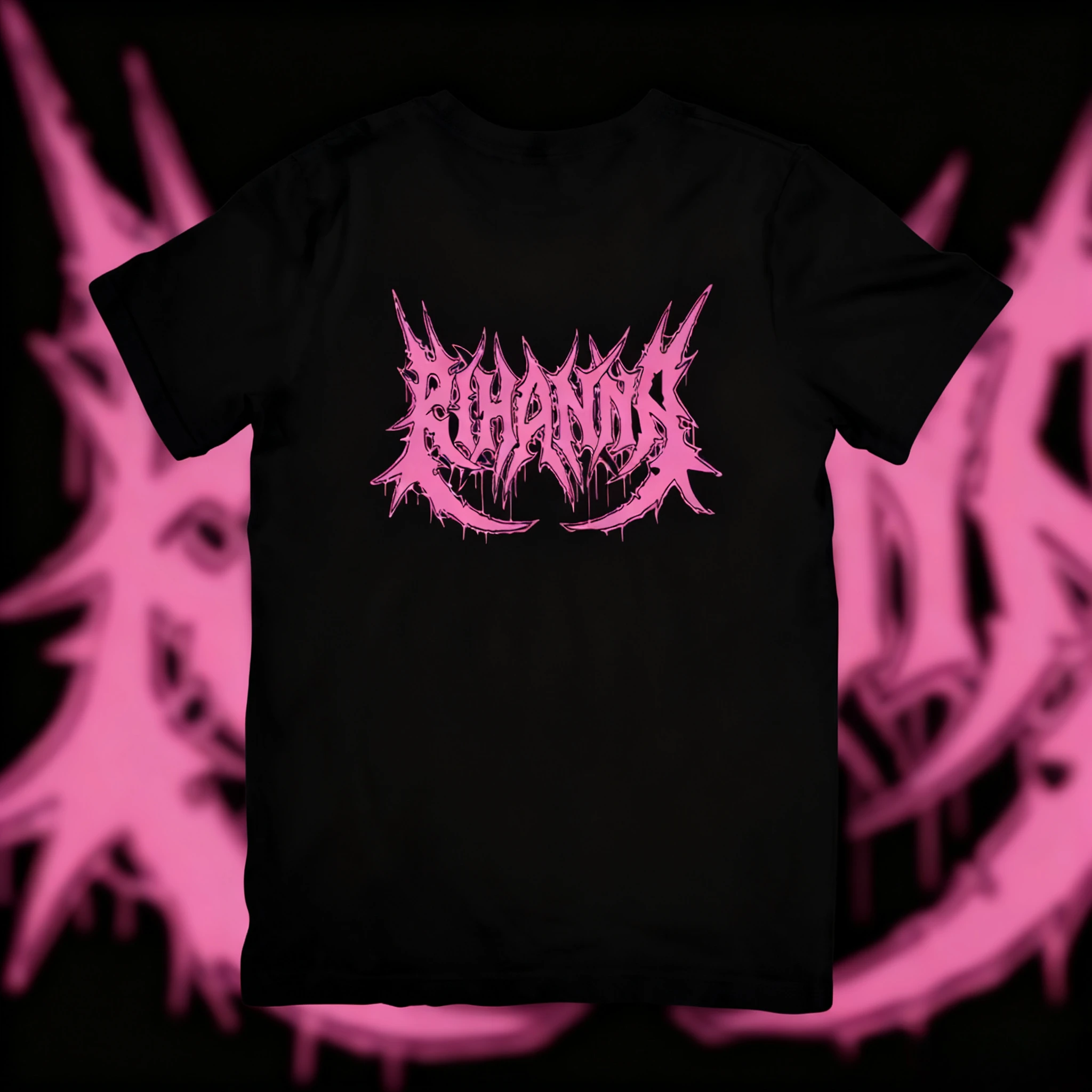 

2025-26 Summer Rihanna Metal Graphic 100%Pure Cotton Printed Rapper Hip-hop Trend R&B T-shirt Unisex Oversized Loose Breathable