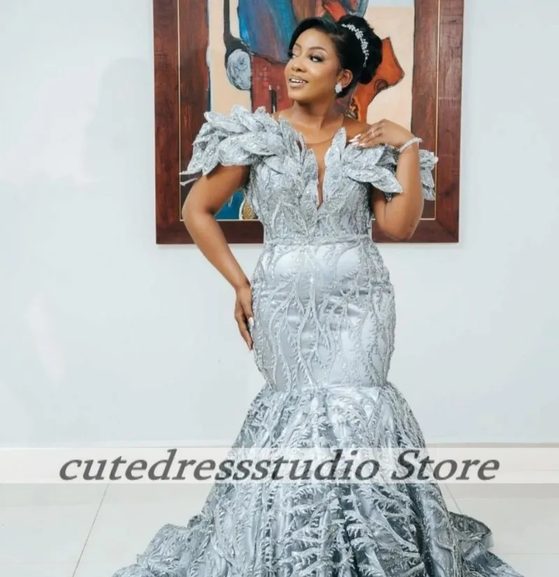 Hohe Qualität Weg Von Der Schulter Meerjungfrau Rüschen Prom Kleid Pailletten Applique Abend Party Kleider Vestidos De Fiesta Angepasst