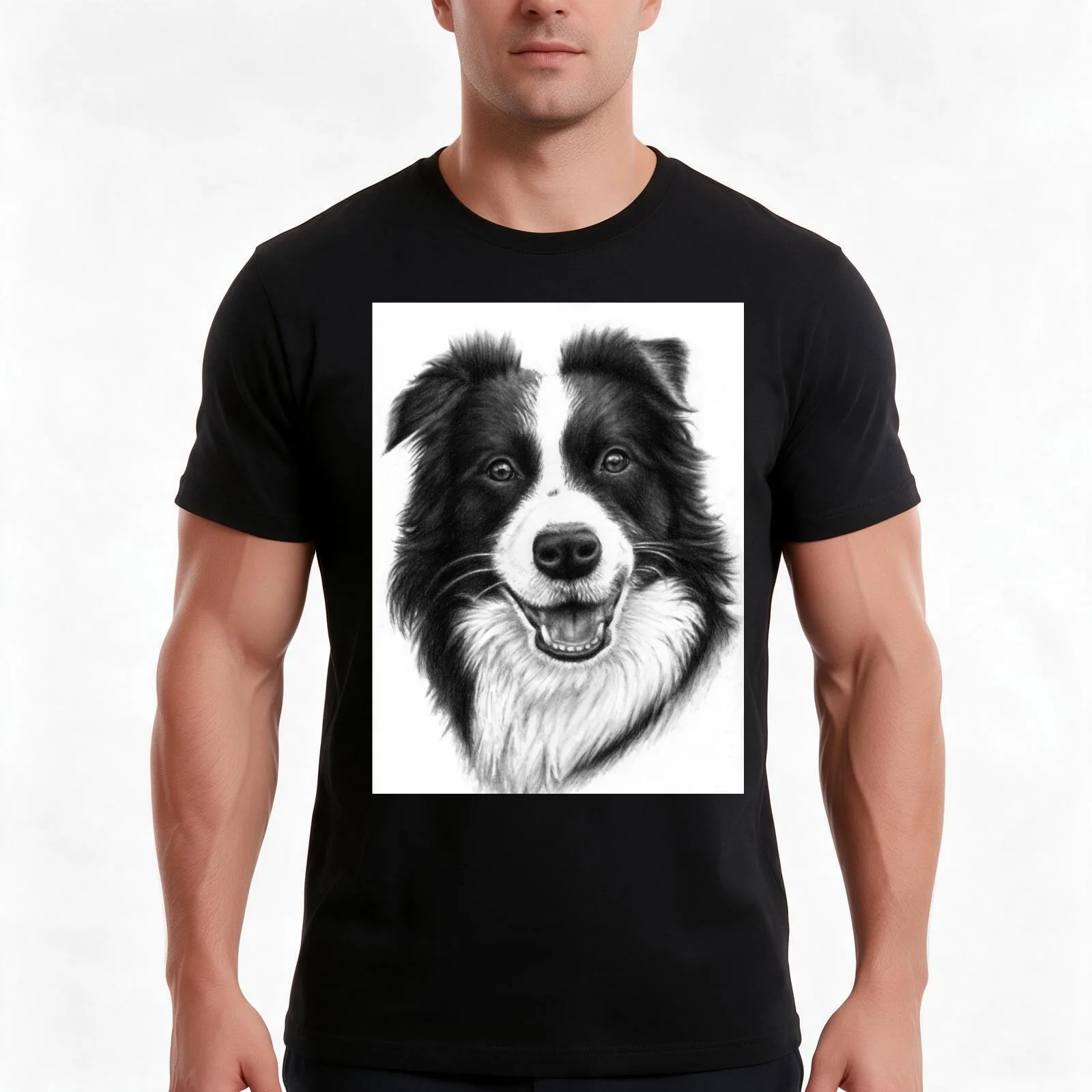 Border Collie Smile T-Shirt Summer Casual Cotton Tee Oversized Streetwear Tops Vintage Graphic Print Loose Fit Short Sleeve