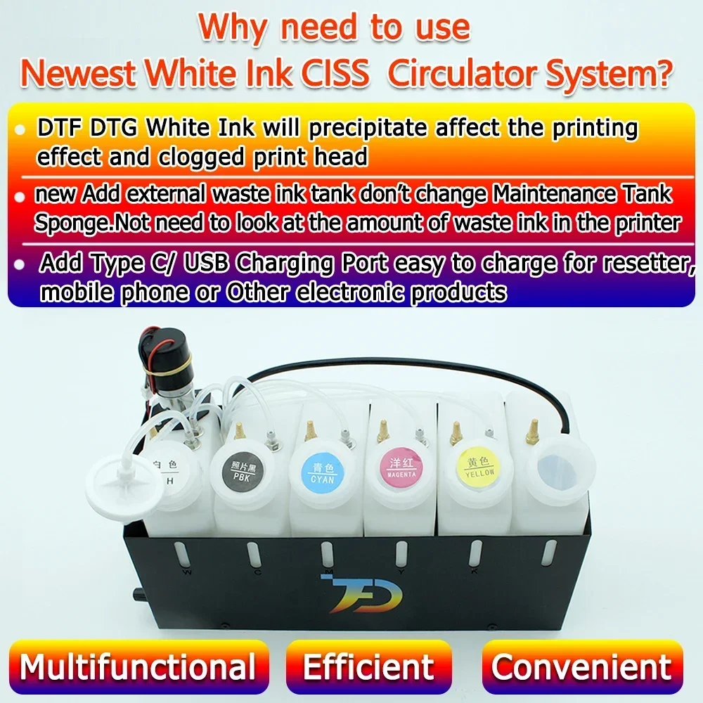 ET8550 ET-8550 DTF CISS Modified White Ink Tank Shake Circulate System For Epson L1800 L800 L18050 L8050 XP600 Circulation Kit