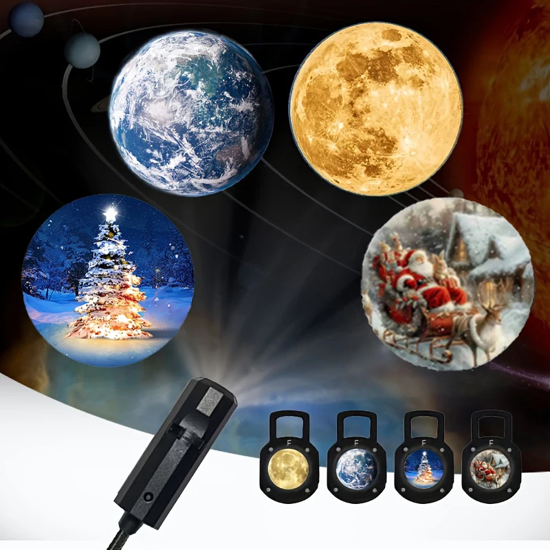 Portable Projector Lamp, USB Powered Night Light for Bedroom, Holiday Lighting Decor with Multiple Patterns, Indoor Ambient Lamp