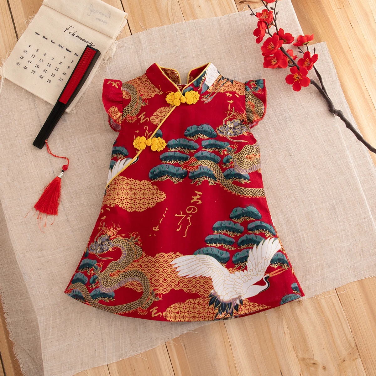 Summer New Retro Style Baby Girl Dress, Sweet And Cute Ruffled Sleeve Children'S Clothing For New Year Parties (0-3 Years Old)