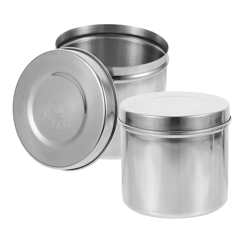 

2Pcs Stainless Steel Portable Ointment Containers Compact Gauze Jars Hospital Medical Supplies Stainless Steel Jar