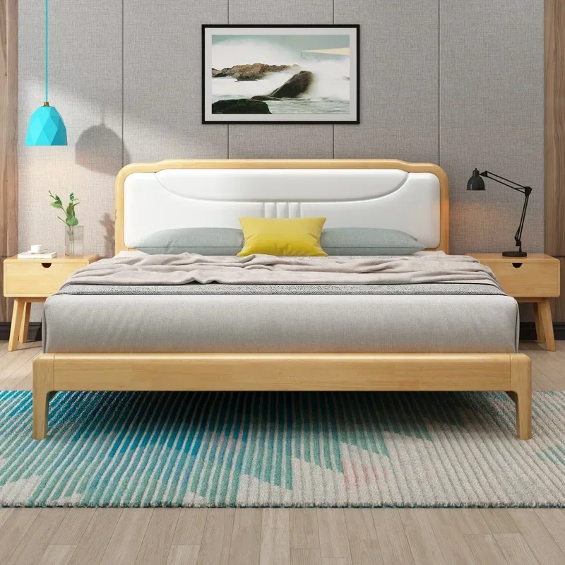 Nordic bed 1.8 meters solid wood soft leather double master bedroom simple modern 1.5 meters economical