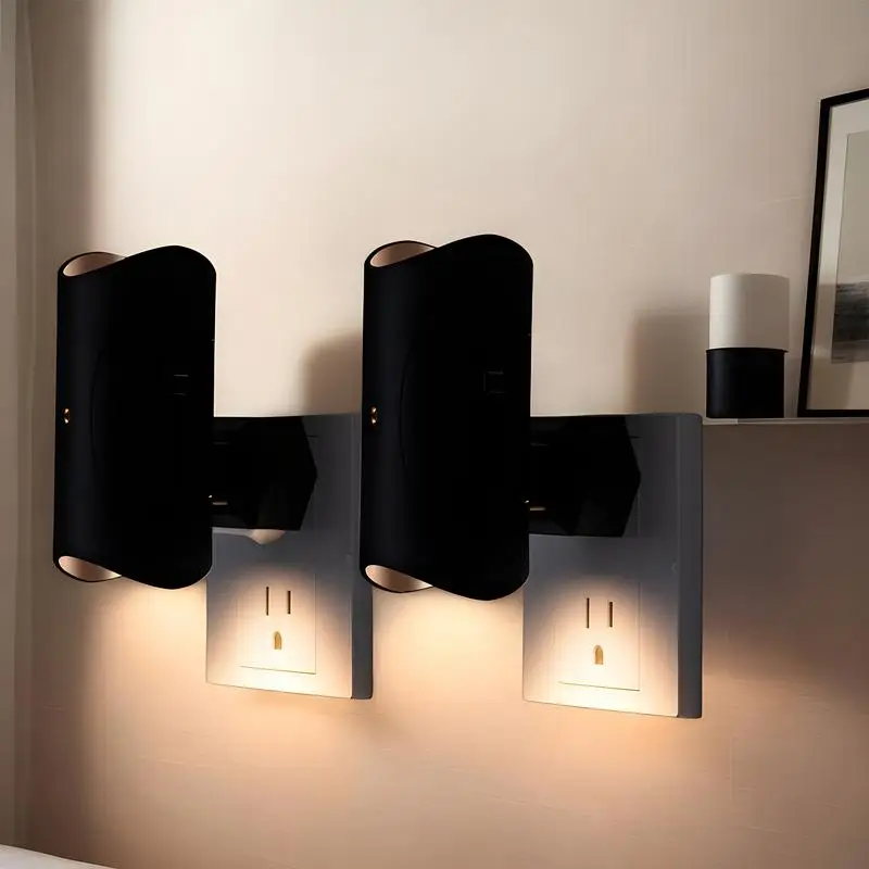 

Motion Night Lights Plug Into Wall Adjustable 2 Pieces Rotatable Motion Activated Night Light Wall Lighting Fixtures For