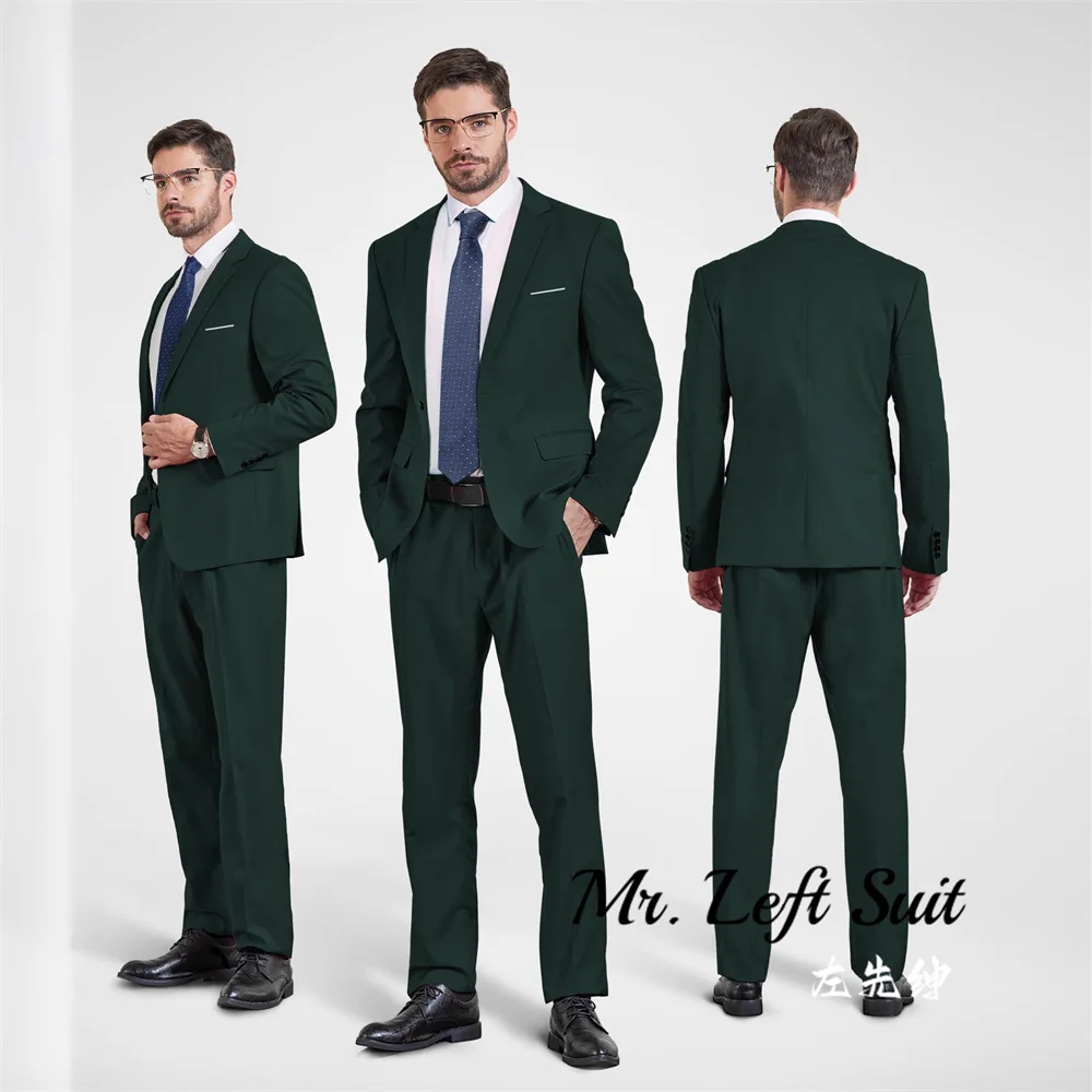 ( Jackets + Pants ) Blazer Trousers Fashion Solid Color Men's Casual Official Office Business Suit Bride's Wedding Dress Party