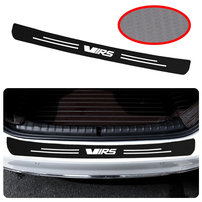 Car Rear Trunk Anti-Kicked Protection Strip Decal for Skoda VRS Emblem Logo Auto Trunk Bumper Guard Plate Carbon Fiber Sticker