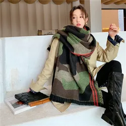 Luxury Camouflage Leopard Jacquard Acrylic Cashmere Scarf Shawl Unisex Winter Warm Neckerchief Long Big Travel Cape Wraps