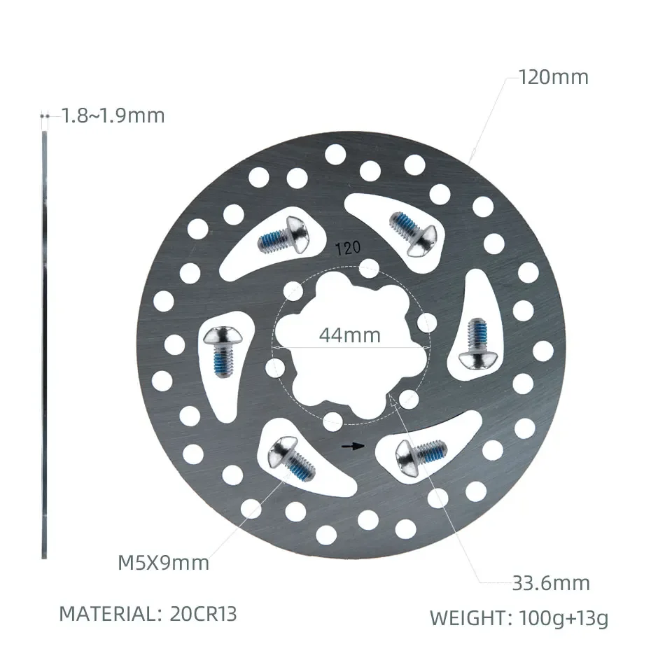 NFOX 120MM Brake Disc Rotor for Xiaomi Mijia M365 1S Pro MI3 Electric Scooter Replacement Parts 5 Holes 6 Screws Bolt 2 Model