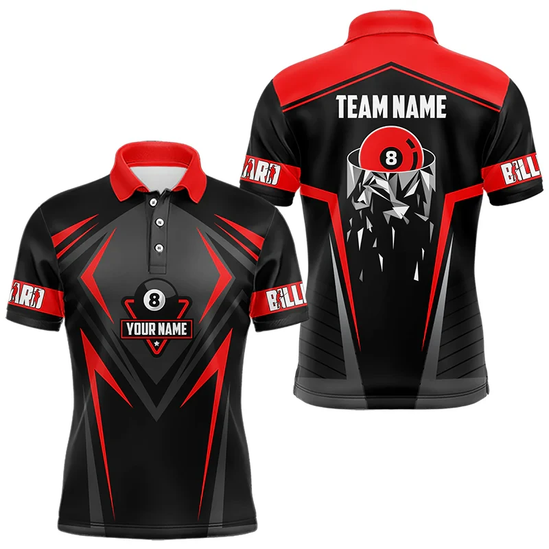 2025 New Billiards 3D Printed Polo Shirts For Men Summer Casual Custom Name Short Sleeve Polo Shirt Loose Breathable Lapel Tops