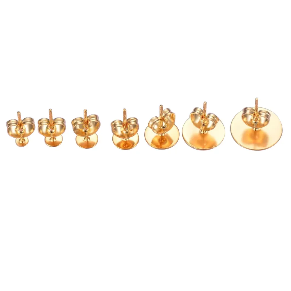 100 Stück/Los, 3 mm–12 mm, silberfarbene, unbeschichtete Ohrstecker aus Edelstahl, mit Ohrstecker-Steckern für die Herstellung von Schmuck im DIY-Stil. – Detail 6