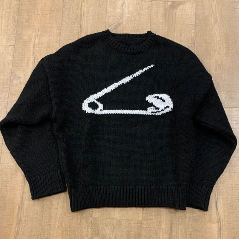 

Mens Clothes Streetwear Sweater Retro Graphic Hip Hop Knitted Sweater Vintage Pullover Casual Streetwear Sweater ropa hombre