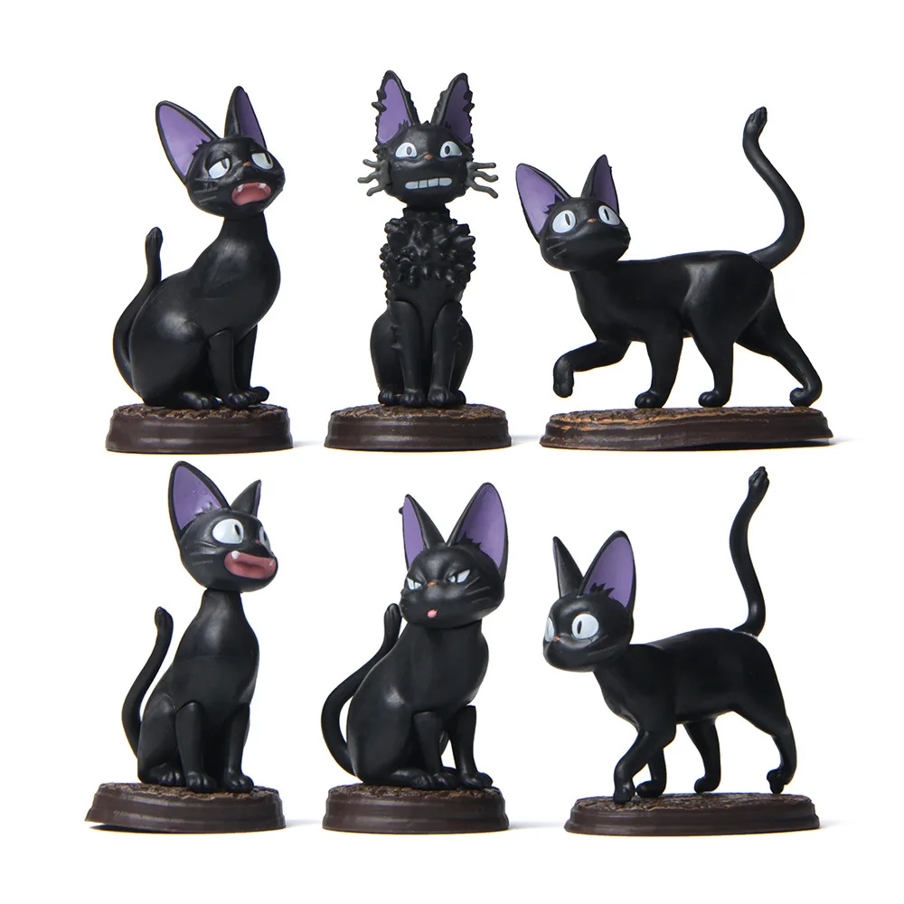 

6-piece Theatrical Lifestyle Multicolored Black Cat Cat Figures Creative Scenery Desk and Car Accessories