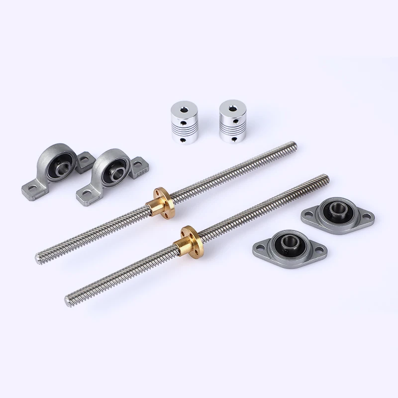 T8 Lead Screw Lead 8mm 500mm 400mm 350mm 200mm 100mm Vertical Horizontal Kit KFL08 or KP08 With Nut Bearing CNC 3D Printer Parts