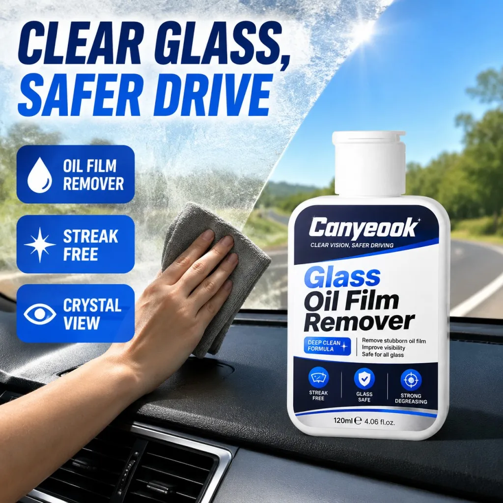 CANYEOOK Car Windshield Degreaser Eliminates Oil Film & Bug Residue, Improves Night Driving Vision, Safe for Auto Glass,120ML