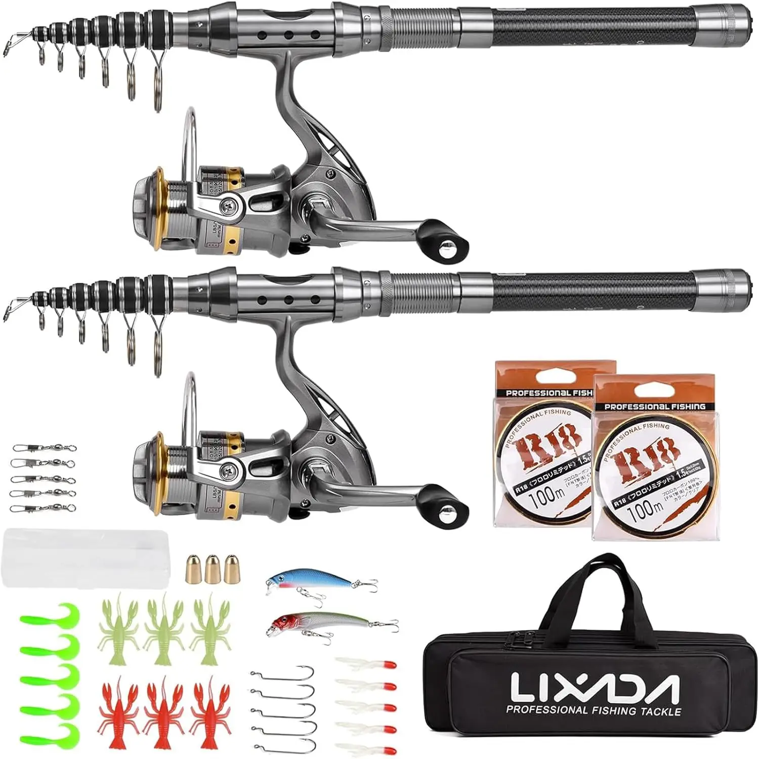 

Fishing Pole Combo Set 1.5/1.8/2.1/2.4m Rod Reel Telescopic Fishing Rod Carbon Fiber Spinning Reels Fishing Set with