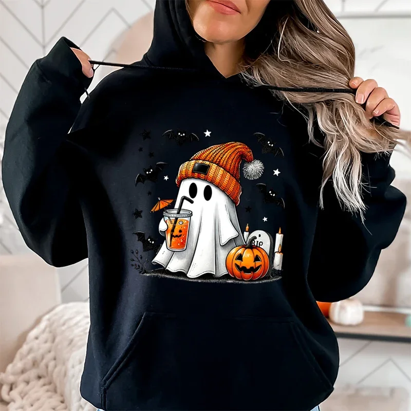 Halloween Ghost Pumpkin Bat Hoodie Fashion hoodie jumper youth casual long-sleeved Halloween sweatshirt