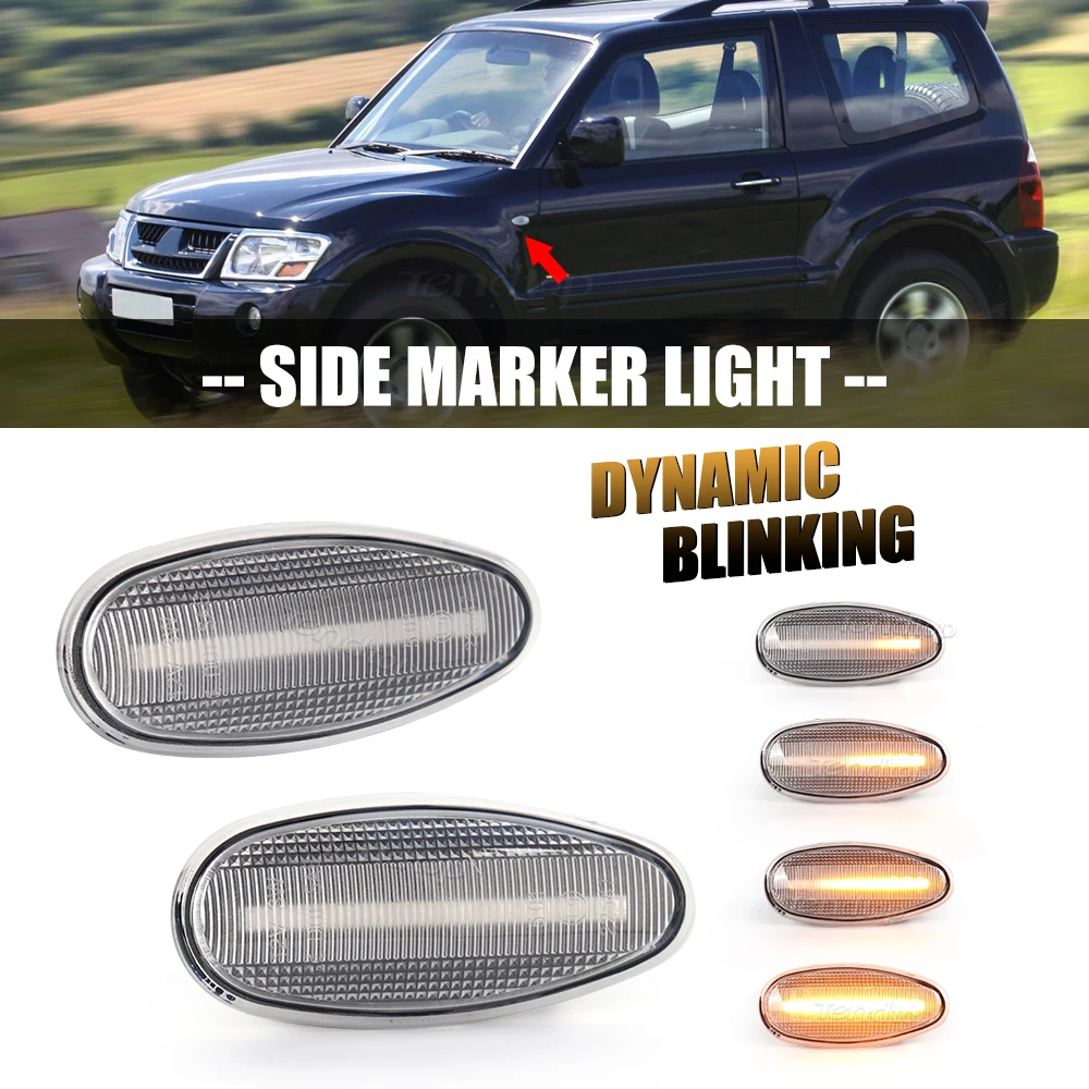 For Mitsubishi Lancer 8 Montero 3 Pajero 3 Outlander 1 Delica 4 i 2pcs Dynamic LED Turn Signal Lights Blinker Side Marker Lamp