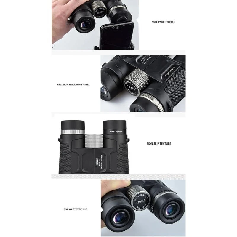 

Y1AD 12x50 Zoom-Telescope Professional BAK4-Powerful Binoculars Long-Range Portable for Hunting Travel