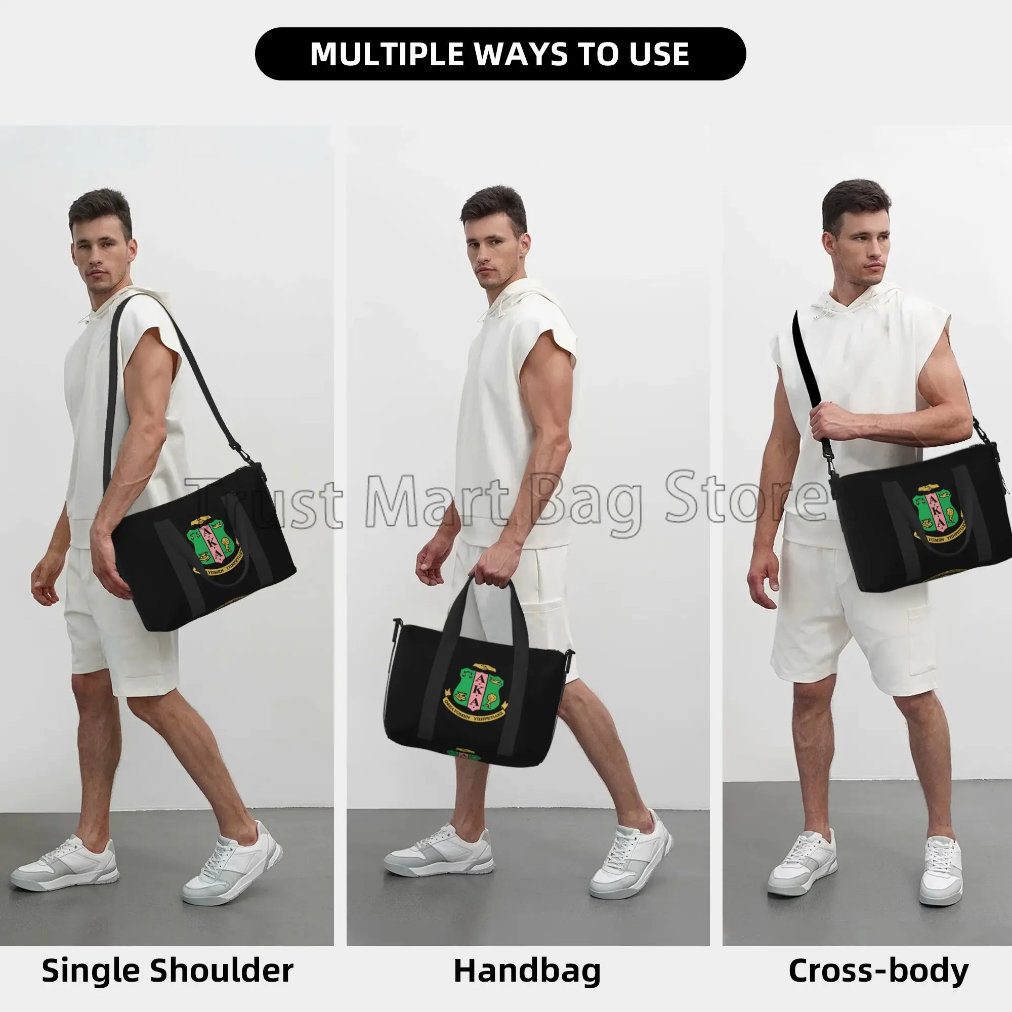 AKA Sorority Print Bolsa de Viagem de Mão para Homens e Mulheres, Sacola Multiuso, Sacos Impermeáveis Weekender, Esportes, Pesca, Ginásio, Yoga, Bagagem