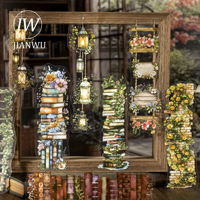 jianwu-livro-fragrancia-enchimentos-jardim-serie-vintage-flor-paisagem-material-colagem-pet-adesivo-criativo-diario-papelaria