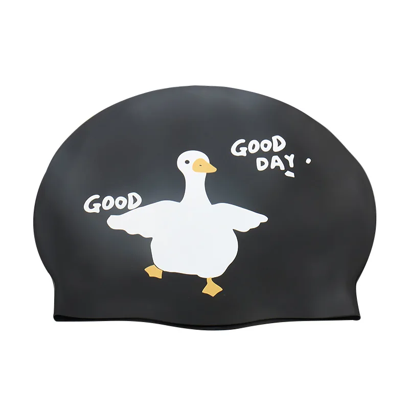 قبعة سباحة كرتونية من السيليكون للأطفال مقاومة للماء للفتيات، قبعة سباحة احترافية لحماية الأذن للأطفال والنساء والرجال #4