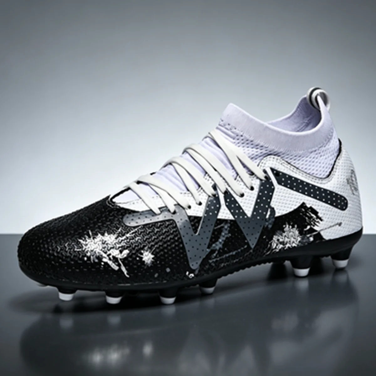 

Breathable Boys Girls Soccer Shoes PU Woven Upper TPU AG FG Studs Non-Slip Wear-Resistant Youth Sports Footwear