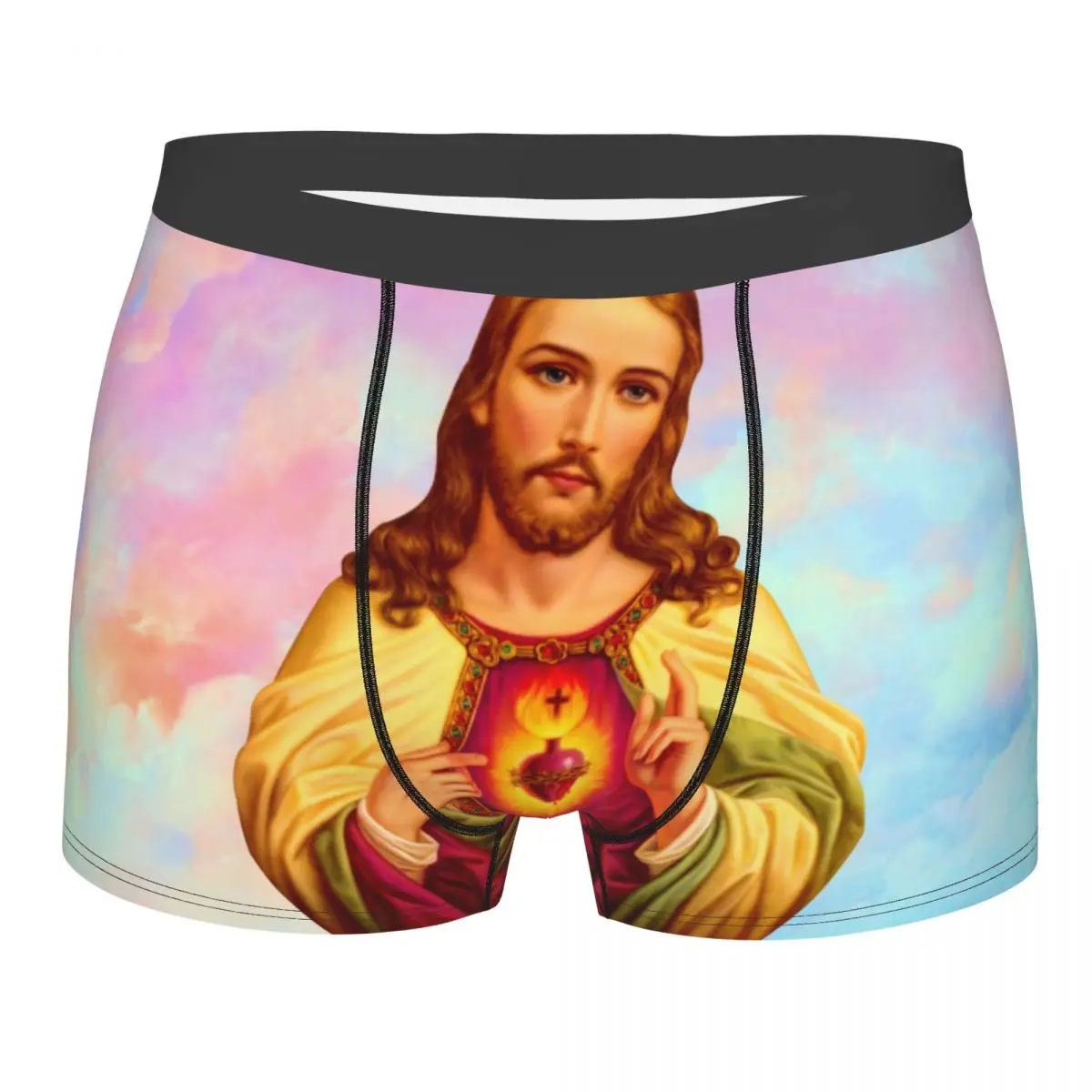 Custom Male Cool Sacred Heart Of Jesus Underwear Christian Catholic God Boxer Briefs Soft Shorts Panties Underpants