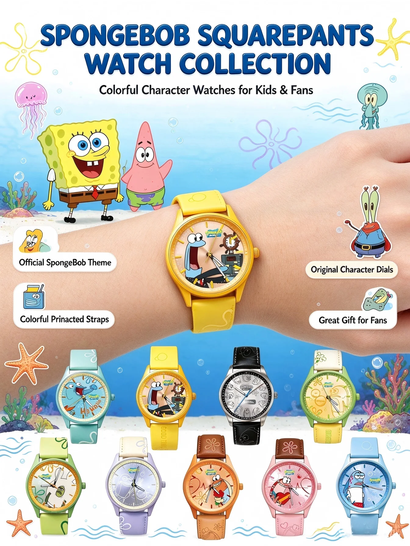 1pc Officially Licensed SpongeBob SquarePants Analog Watch Blind Box Watch Halloween Christmas Birthday For Teens Adults