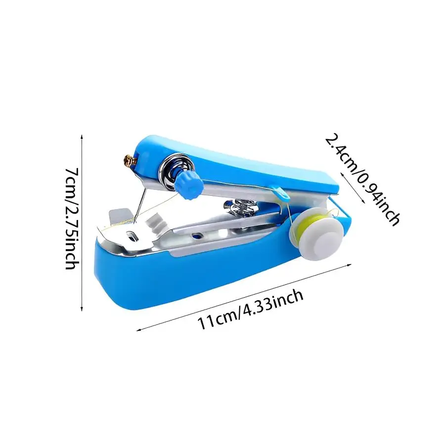 1pc Handheld Sewing Machine & 10pcs Sewing Thread, Manual Sewing Device for Home DIY Fabric Sewing, Travel Emergency Repair XJM