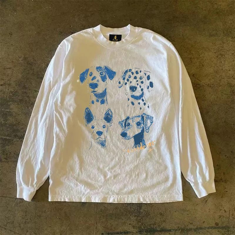 Long Sleeve T-Shirt 310 Pure Cotton Double Thread Women's Style Three Needle Charitable Fundraising Upward Hero American Couple