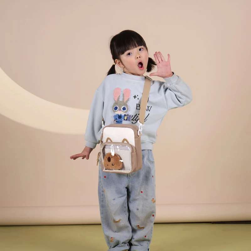 حقائب كتف على شكل قطة لطيفة للفتيات مطرزة صغيرة Harajuku حقيبة Ita صغيرة شفافة حقيبة يد KawaiiNew للأطفال