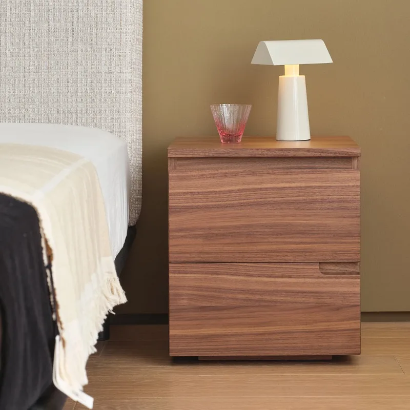 bedside table, log color double pumping Nordic simple bedside storage cabinet