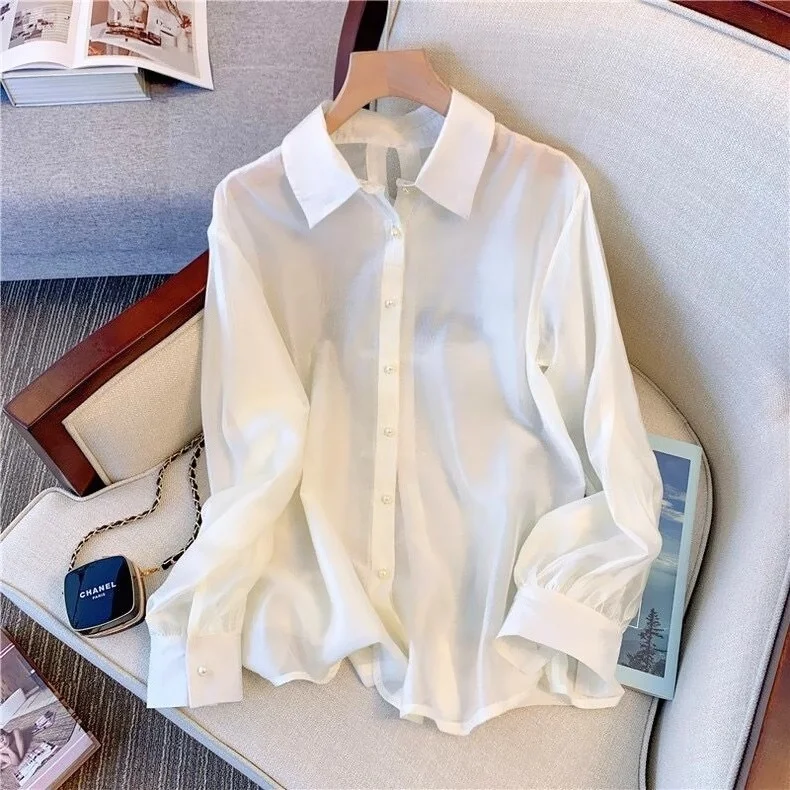 

Новый китайский Sle Pearl Sun Protection irt женский свободный крой с длинным воротником-свеком с защитой от ультрафиолета, летний модный топ