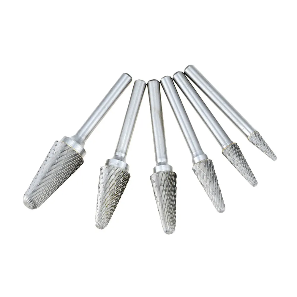 L-Type Alloy Rotary File Conical Double Thread Tungsten Steel Grinding Head Metal Wod Electric Grinding Milling Cutter