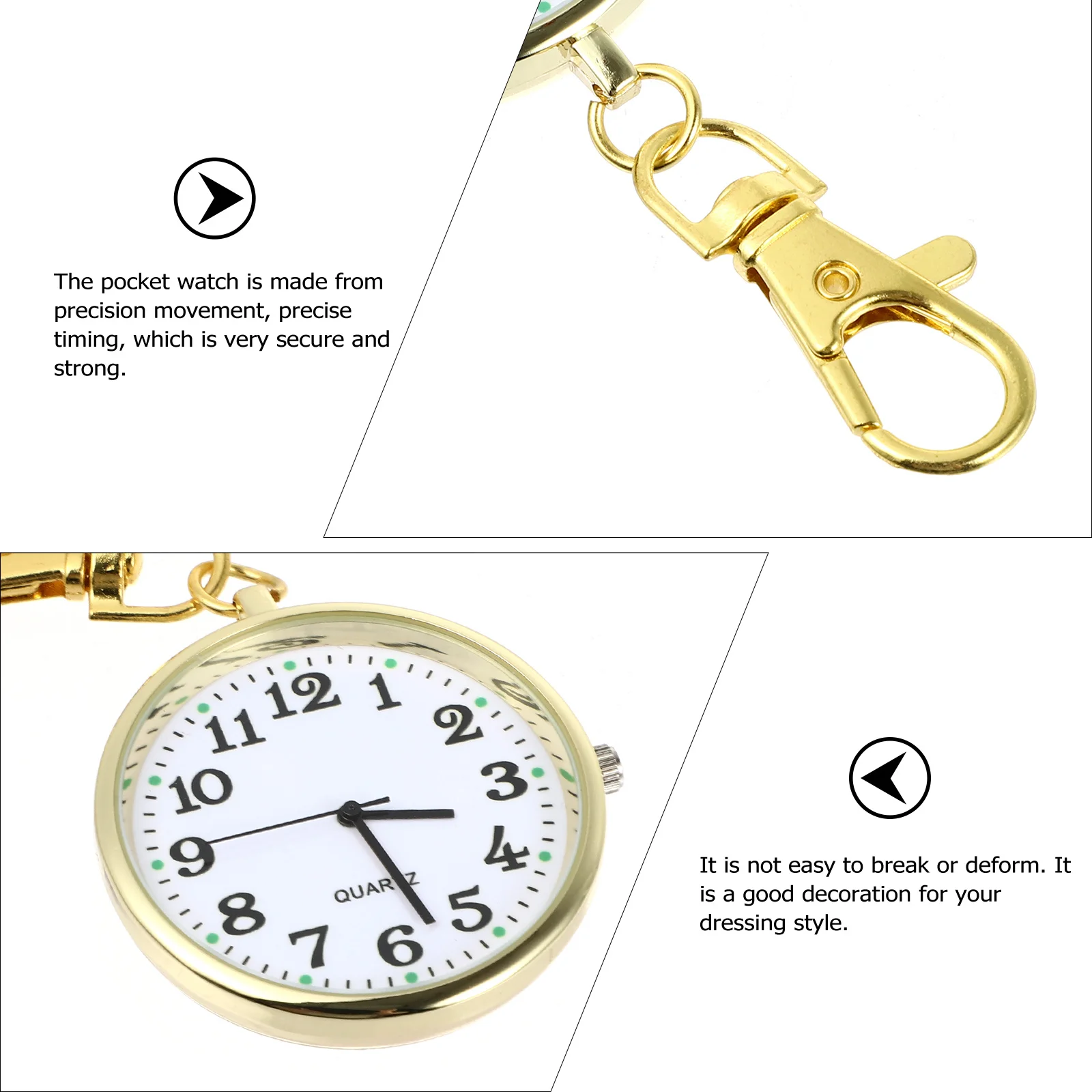 

Luminous Pocket Watch Unisex Key Chain Design Smooth Lightweight Comfortable Wear Great Gift for Family Members