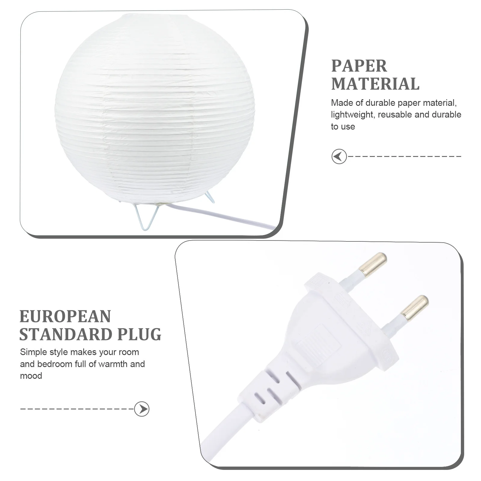 

Nordic Modern Paper Lantern Lamp Eu Plug Simple Style Bedside Light Decorative Table Lamp Chic Home Lighting Paper Desk Light