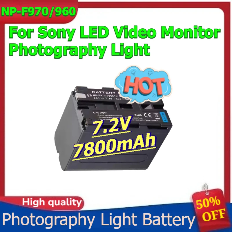 

NP-F970 NPF-960 Digital Battery for Sony LED Video Monitor Photography Light Rechargeable Battery 7.2V 7800mAh