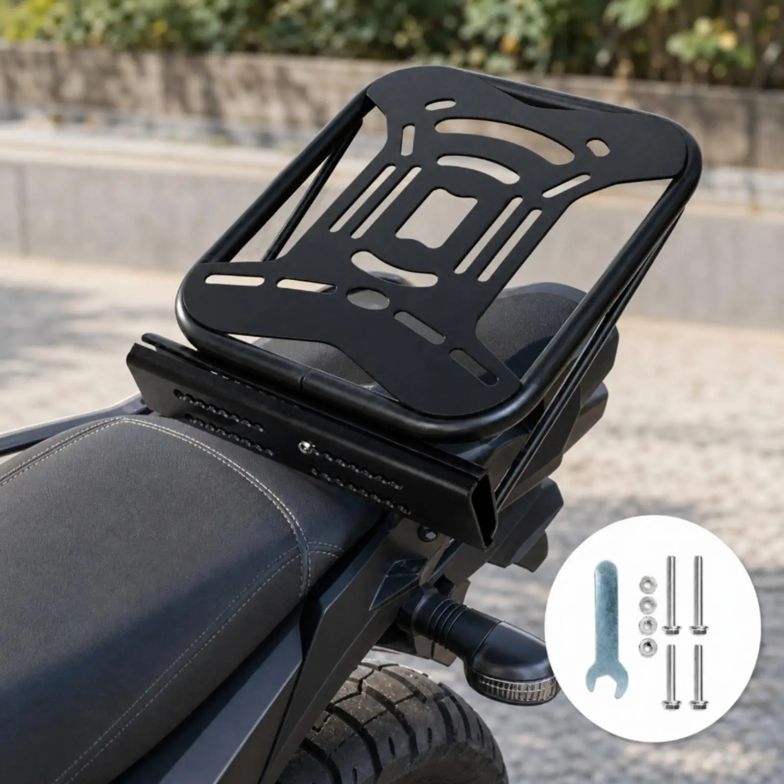 Electric Bicycle Rear Trunk Rack Carbon Steel Scooter Cargo Carrier Mounting Plate for Backrest Equipped Commuter E Bike