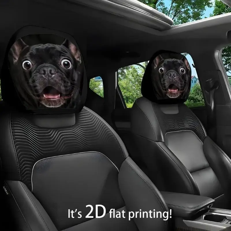 J0MA Shocked Pug Pattern Car Headrest Covers Comfortable & Strong Polyester
