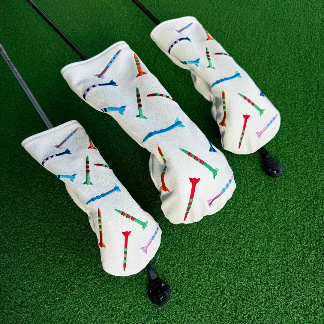 Golf Wood Cover Head Cover Tee Pattern Golf Driver Cover Putter Headcovers Hybrid UT Protector Club Cover Set Golf Accessories view 3