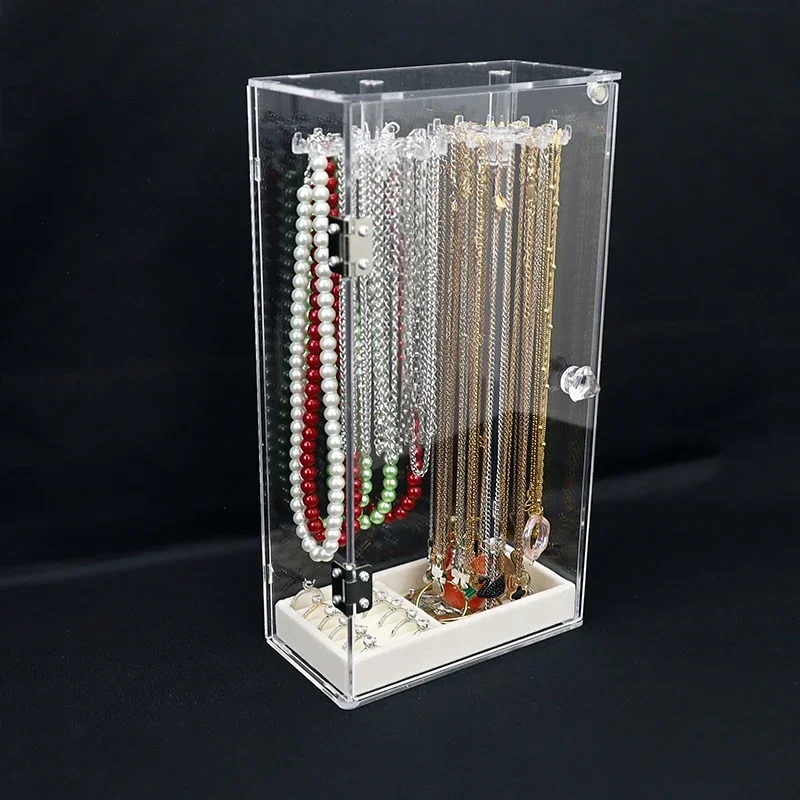 Ransparent Acrylic Jewelry Boxes Case Organizer Jewelry Box for Necklace Display Necklace Holder Stand Storage Box