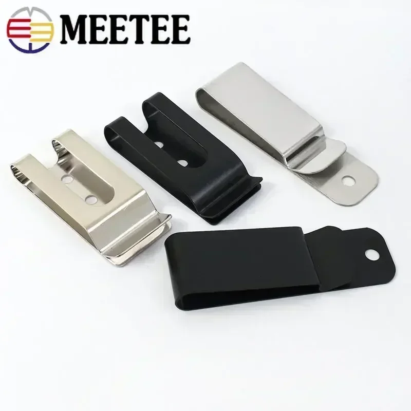 2/5Pcs Meetee Metal Belt Clips Buckle Double Holes Sheath Spring Clip Hooks for Pockets Wallet Band Loop Clasp Accessories