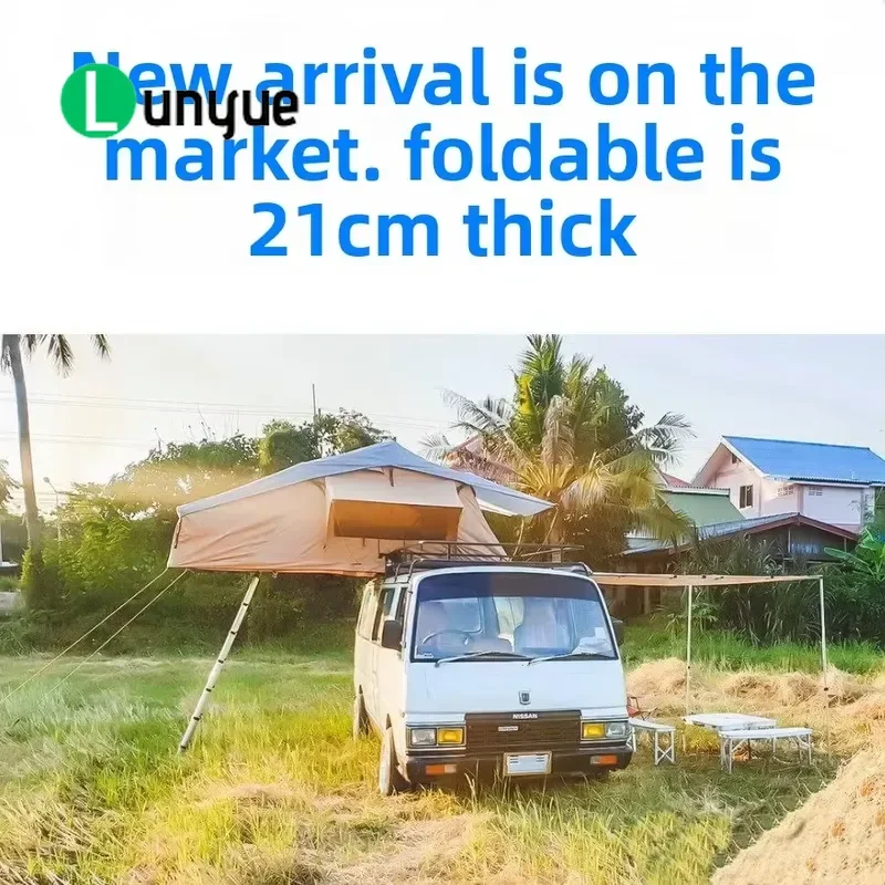 Thickened Retractable Roof Tent 3000mm Waterproof Foldable Outdoor Camping Tent for Two People Self Driving SUV Travel