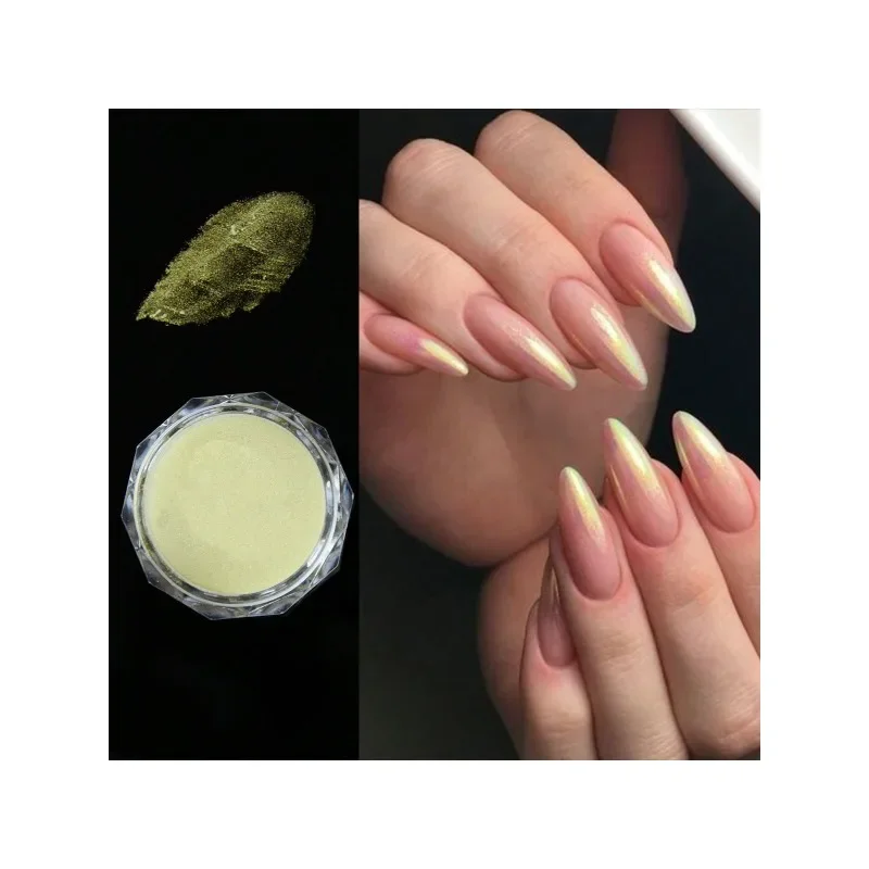 1 Box Weihnachten Nail Art Perlenpulver holographische Regenbogen Metall Spiegeleffekt Dekoration Pulver Nail Art Geschenk für Mädchen