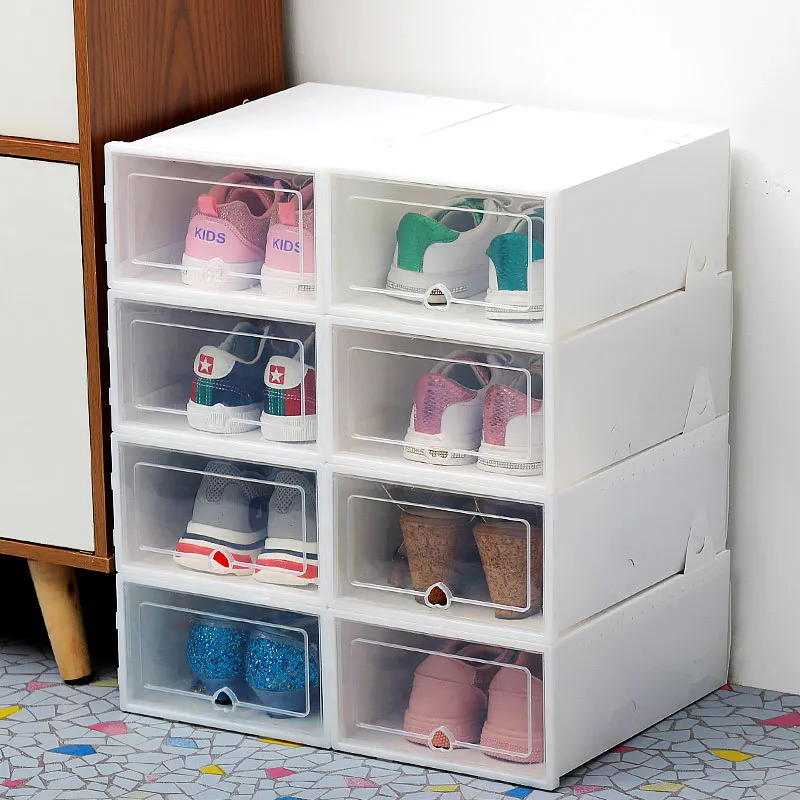 Caja de almacenamiento organizadora de zapatos, gabinete para zapatillas, contenedores plegables con puerta transparente magnética